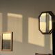 Vintage brown wooden octagonal mirror 58x48