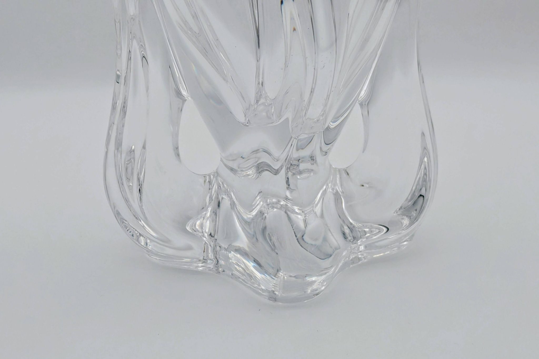 Art Vannes France - Large Sculptural Free-Form Vase - Solid Crystal 1950