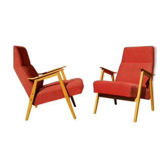 Pair of red armchairs Interier Praha
