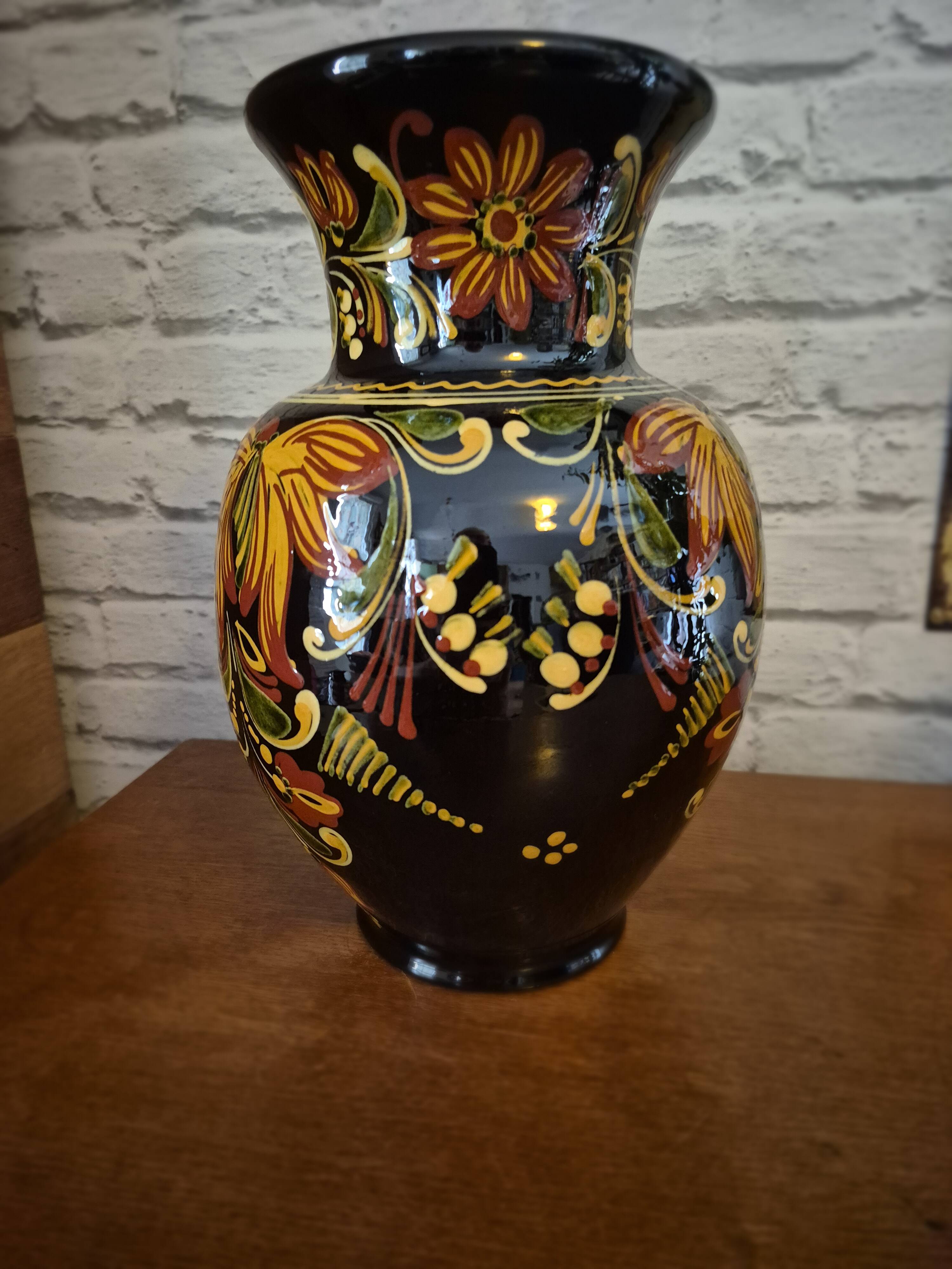 Vintage HVM Hungarian Black Vase