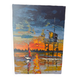 Knife painting by the painter Cevrik Dussaud: print on the tile, size 24x33