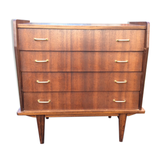 Vintage teak chest of drawers with compass base.