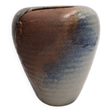 Blue and brown stoneware vase