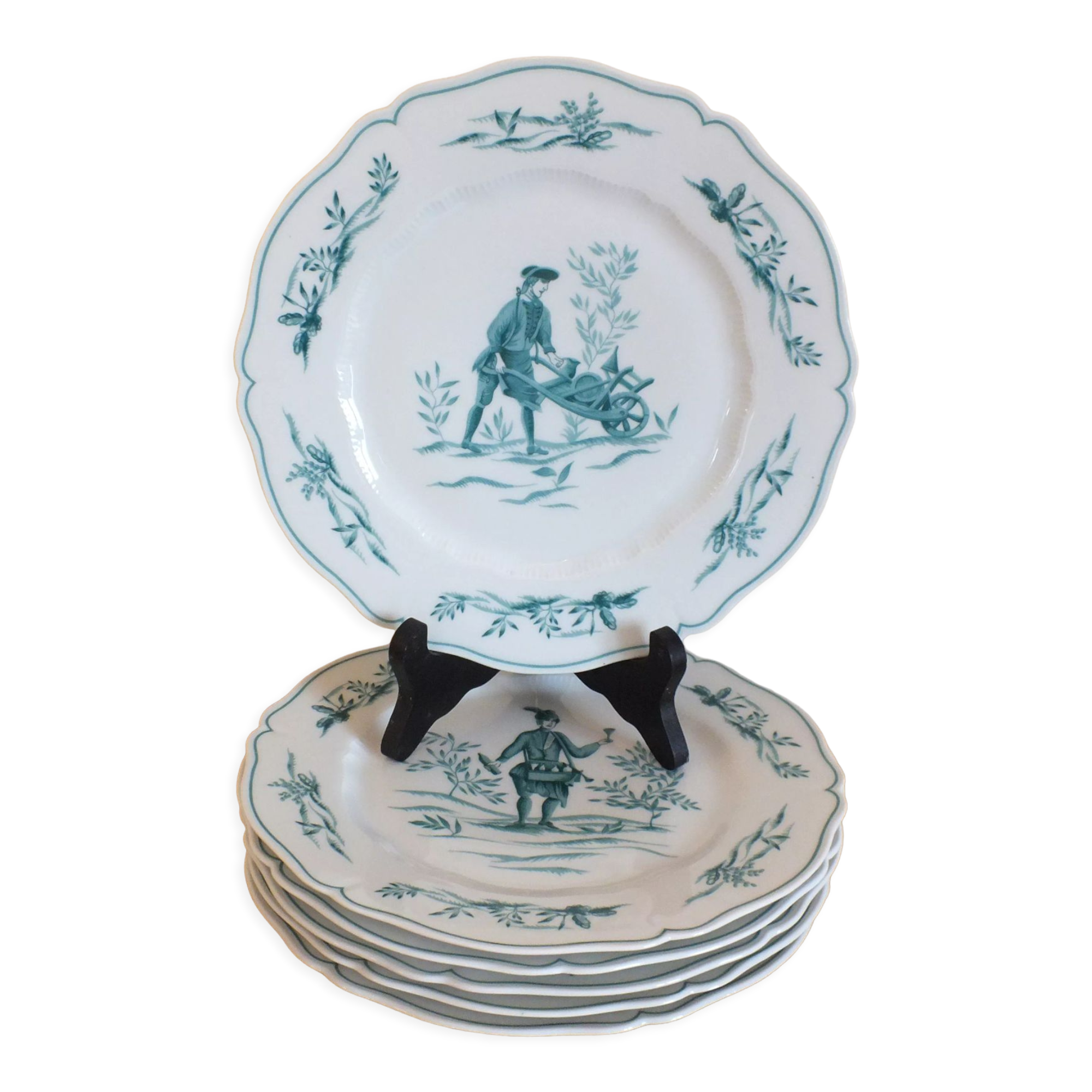 Set of 6 flat plates Limoges Haviland