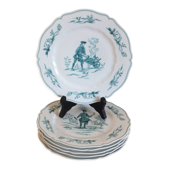 Set of 6 flat plates Limoges Haviland