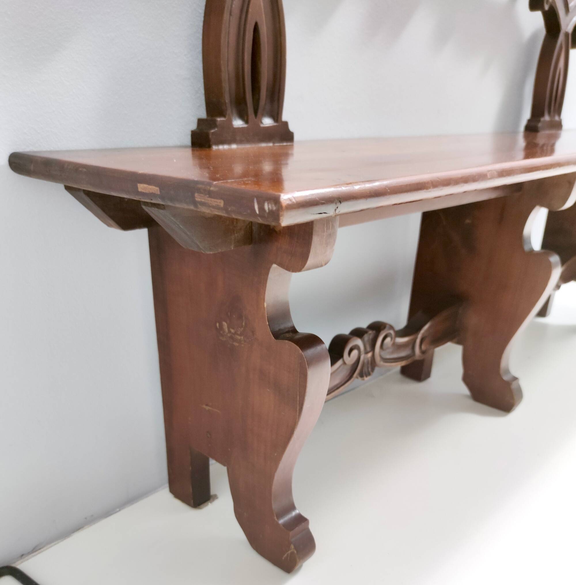 Baroque Style Solid Carved Beech Bench, Italy
