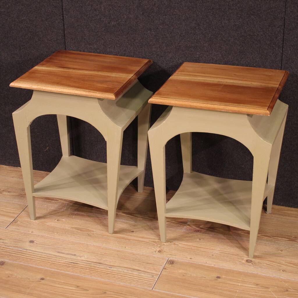 Pair of painted design bedside tables from the 80s
