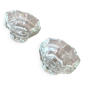 Lot de deux bougeoirs en verre