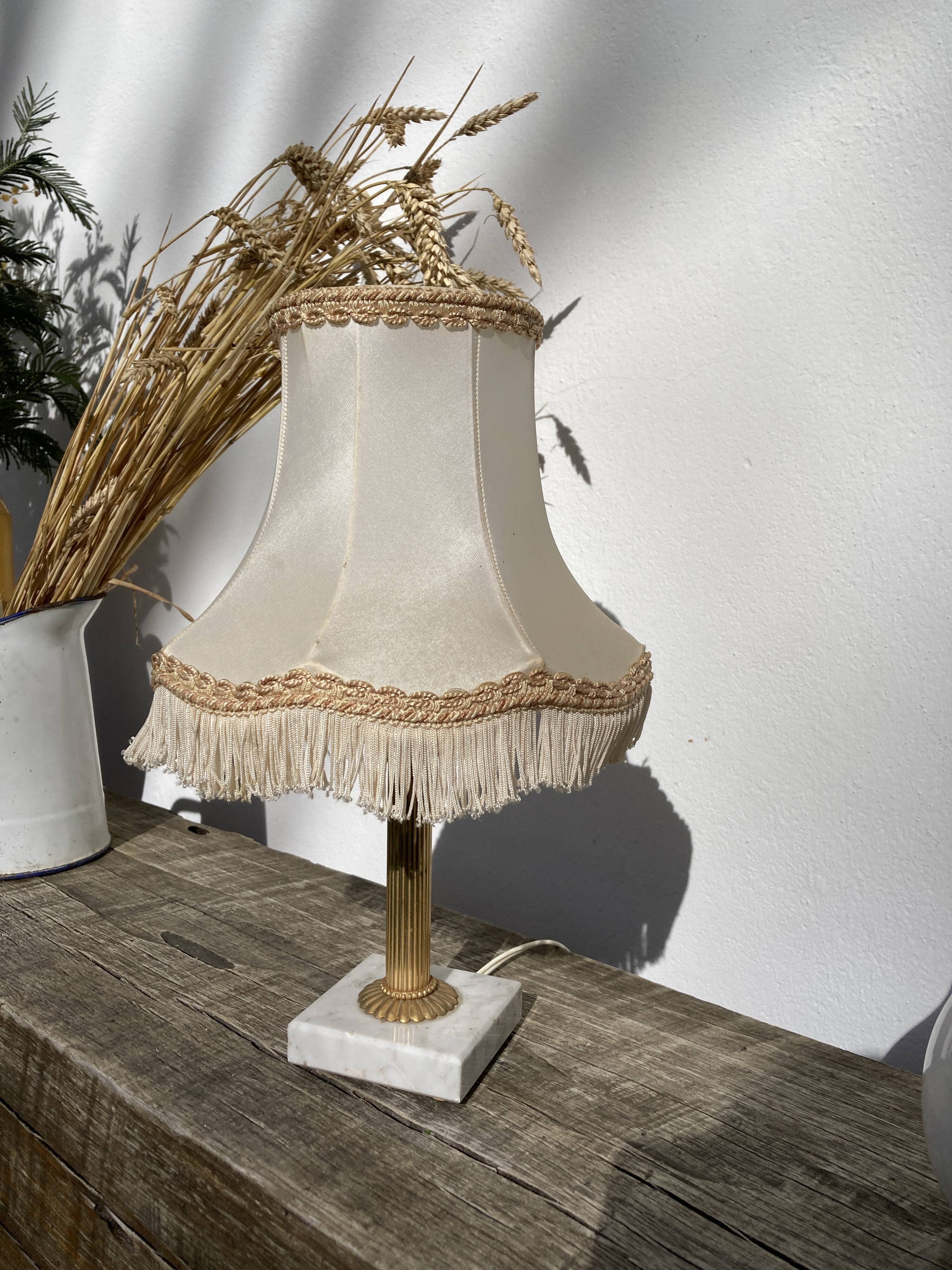 Marble table lamp and antique golden column