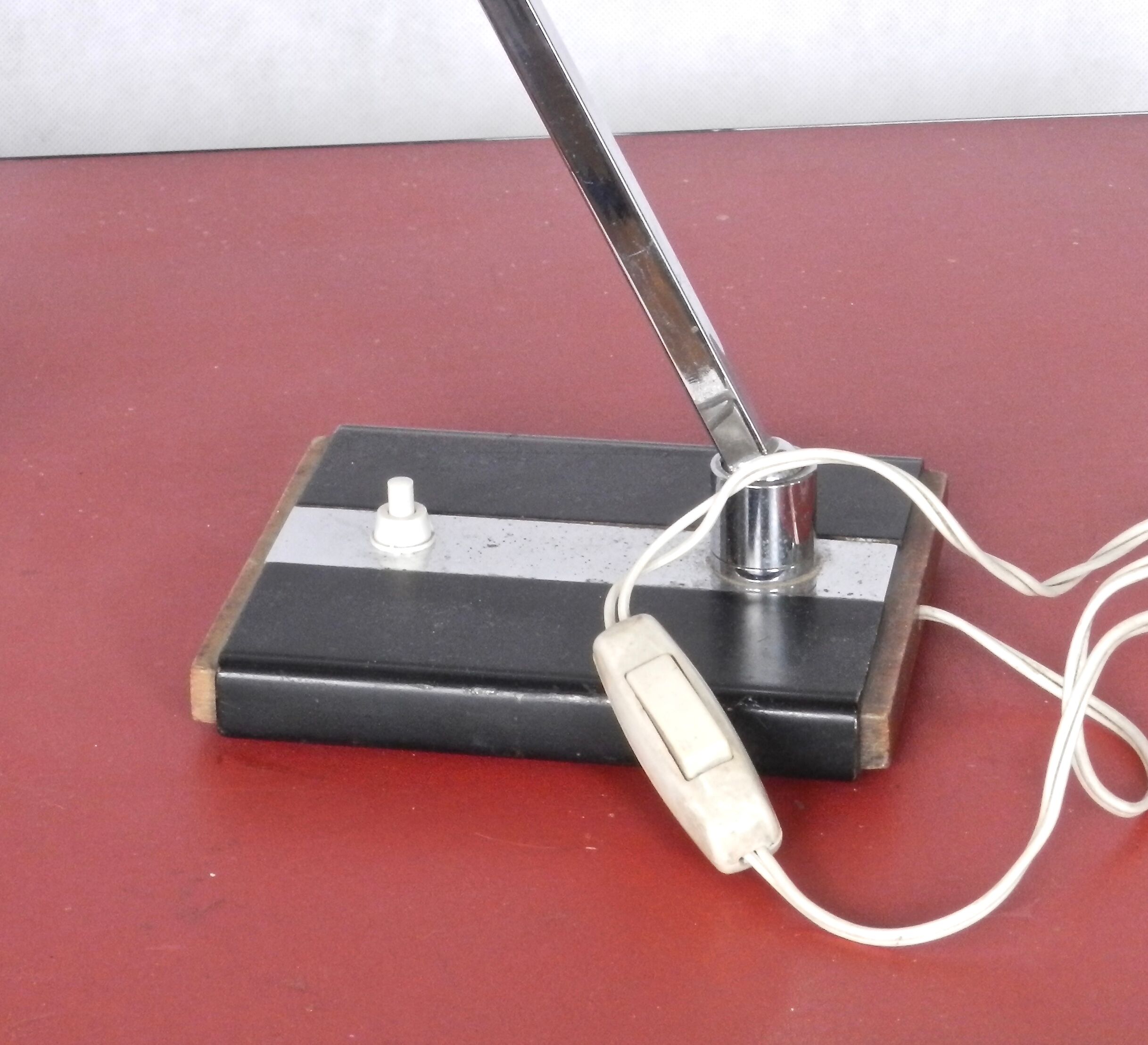 Vintage desk lamp wood metal and chrome 50s