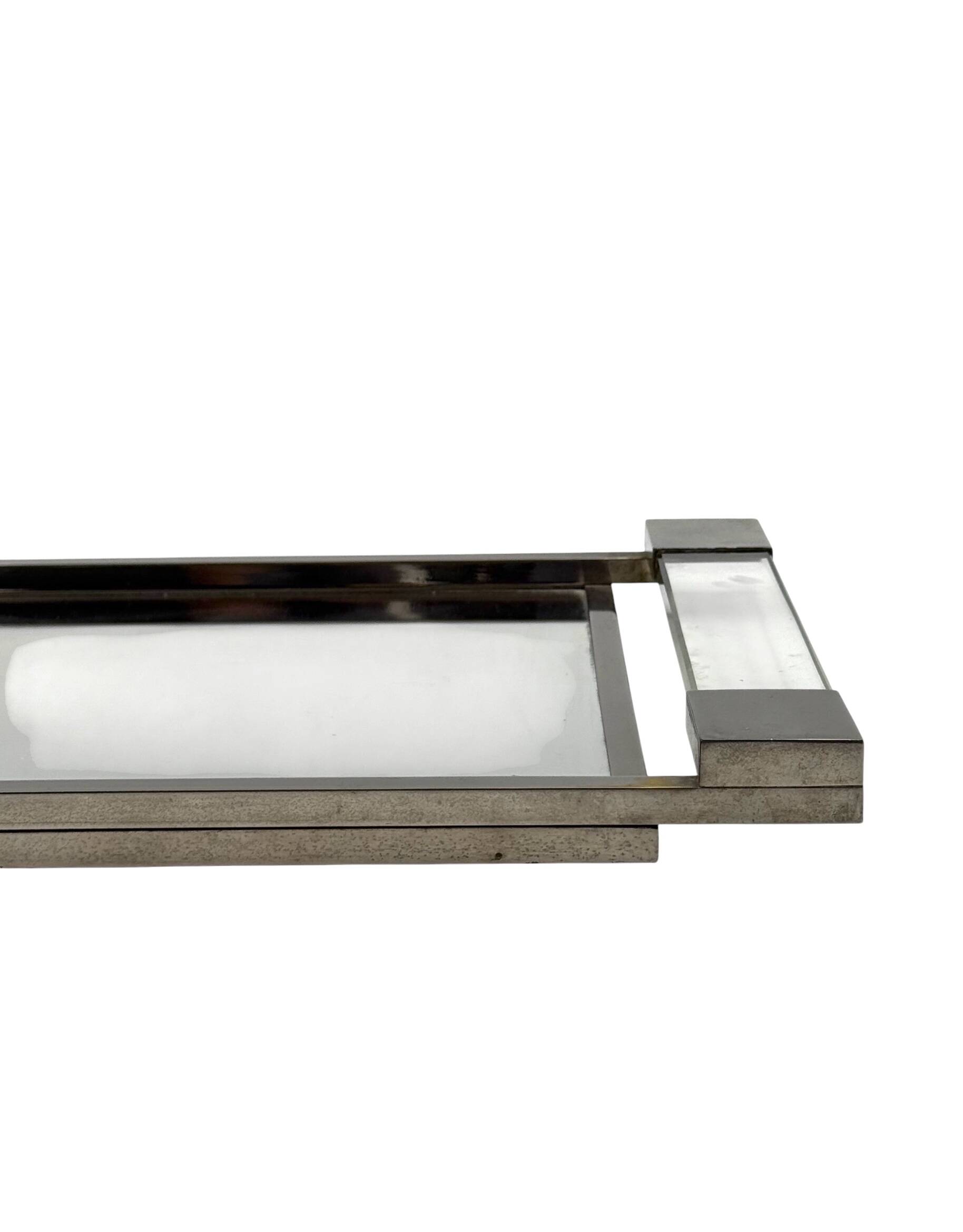 Jacques Adnet, Modernist lucite mirrored tray, Maison Adnet, France 1950
