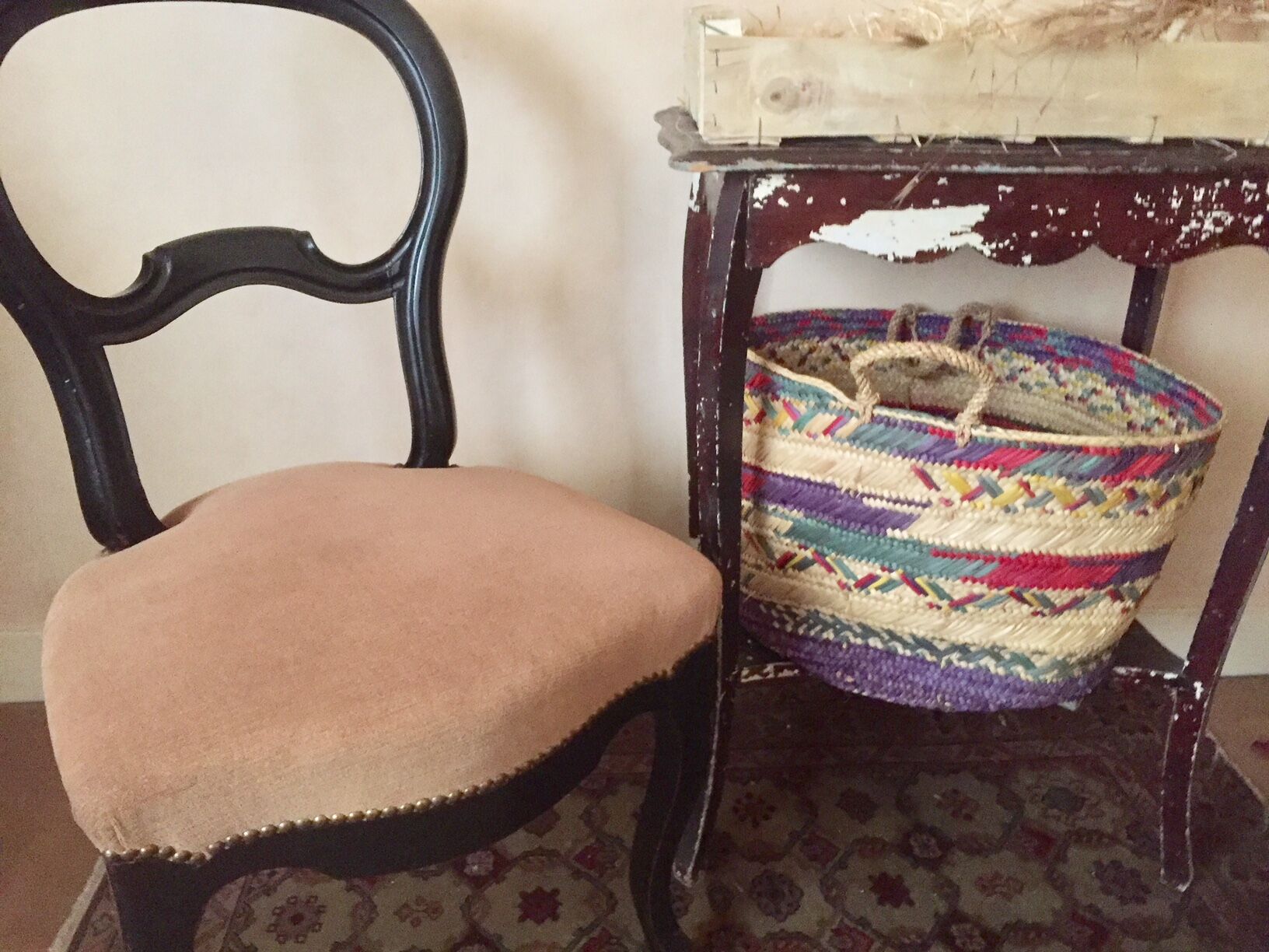 Chair Louis Philippe velvet rose