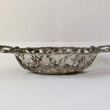 Beautiful silver metal basket with rose decoration