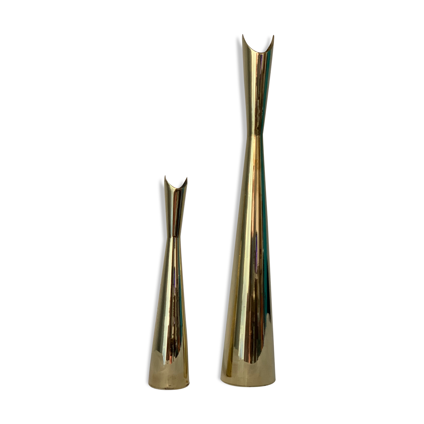 Pair of Lino Sabattini Cardinal brass vases for Christofle