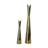 Pair of Lino Sabattini Cardinal brass vases for Christofle