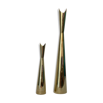 Pair of Lino Sabattini Cardinal brass vases for Christofle