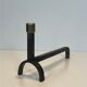 Pair of modernist fire dogs in wrought iron and brass