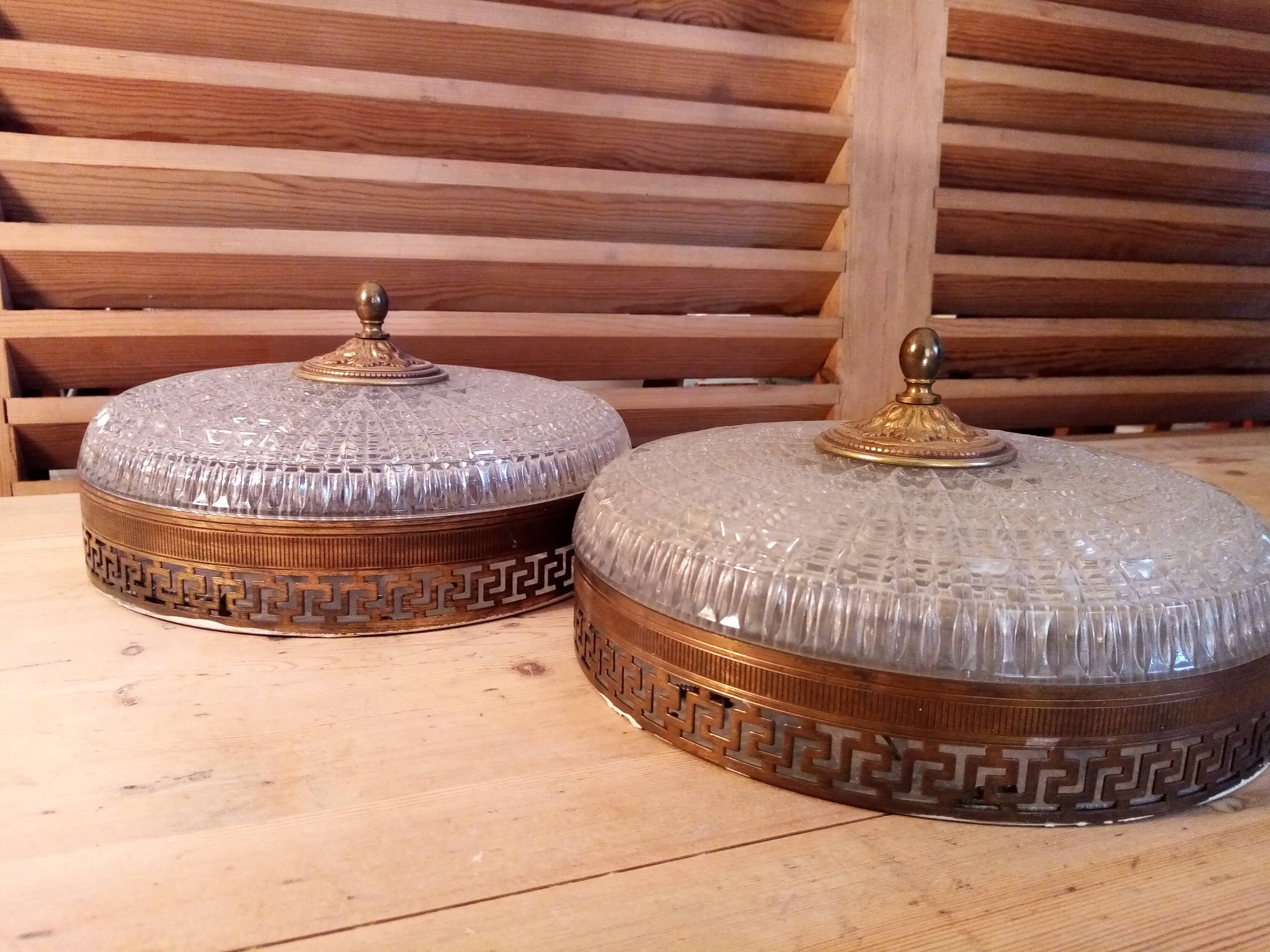 Pair of crystal ceiling lights