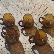 Set of 5 mugs, cups, glasses with handles, cocktail glasses, vintage glass