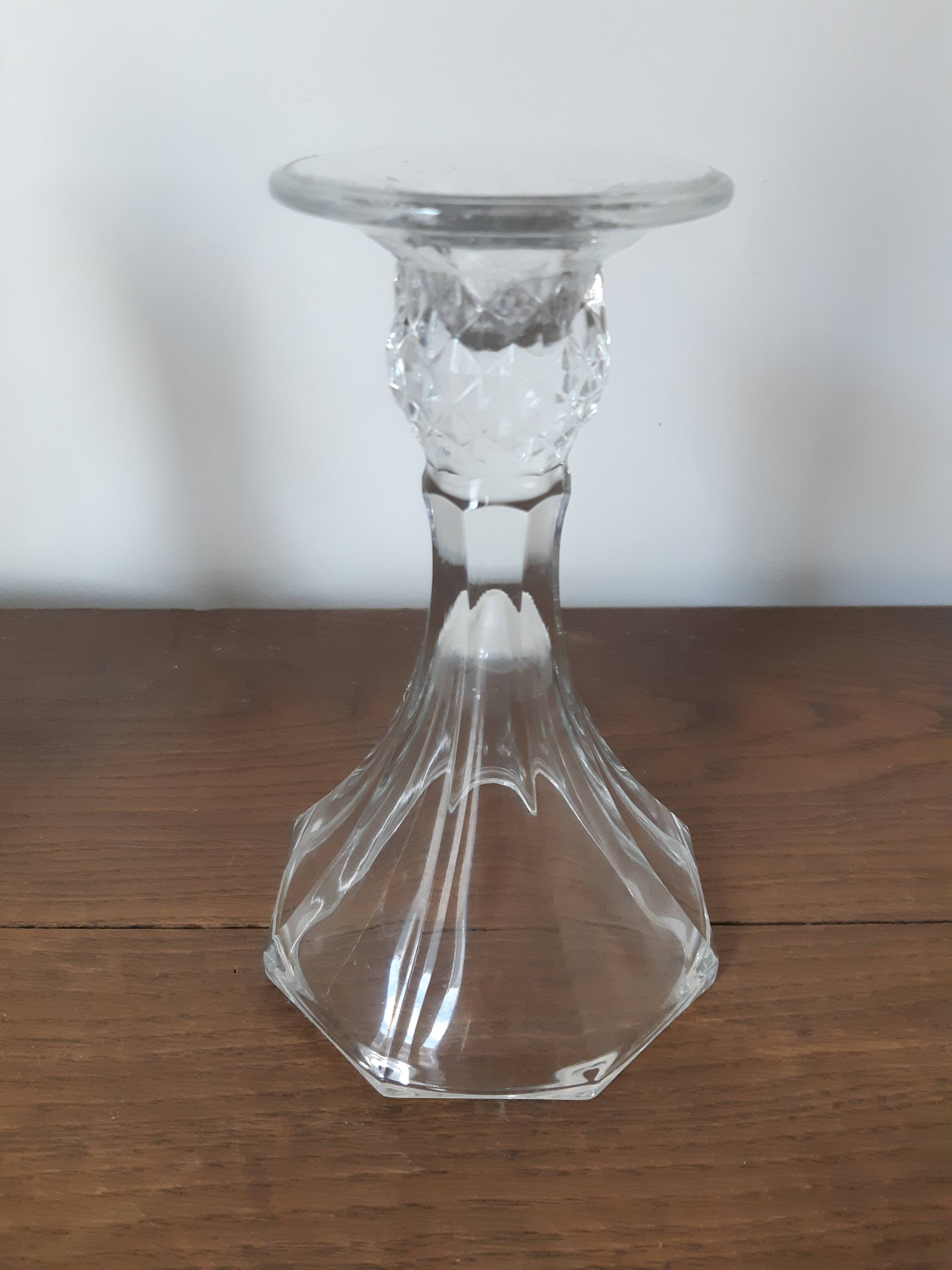 Lot of 2 crystal glass candlesticks