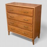 Vintage chest of drawers with compass feet, oak, original patina, 1950s