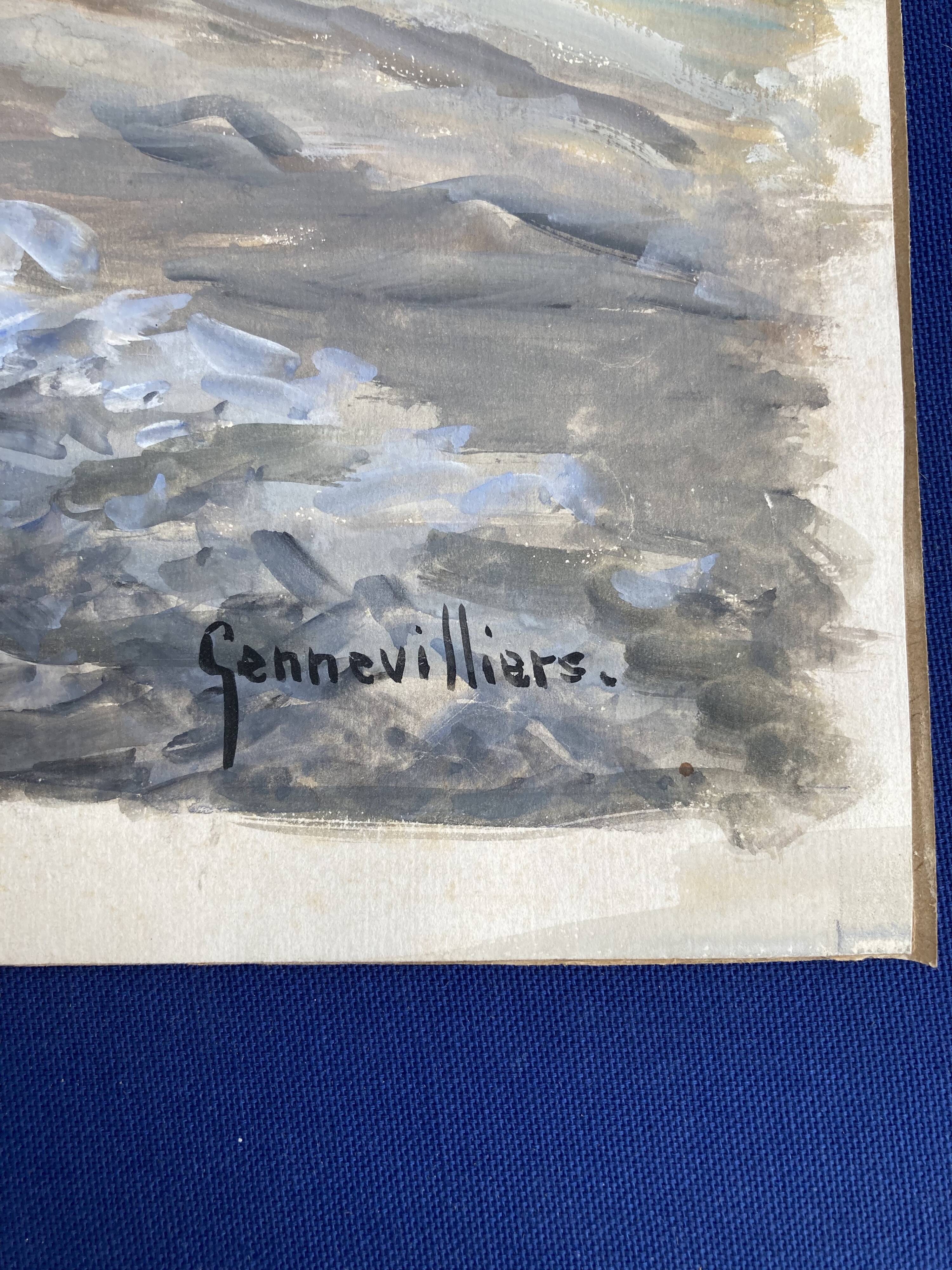 Georges lattès (1907-1989), gennevilliers station, watercolor and gouache