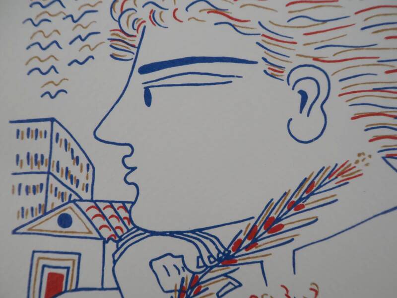 Alekos Fassianos: Olympic Games, winning athlete, signed lithograph.