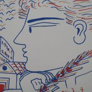 Alekos Fassianos: Olympic Games, winning athlete, signed lithograph.