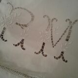 Old Lin Drap. Monogram embroidered and opened R M and 3 lines day