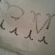 Old Lin Drap. Monogram embroidered and opened R M and 3 lines day