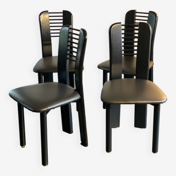 Ensemble de 4 chaises post-modernes brutalistes