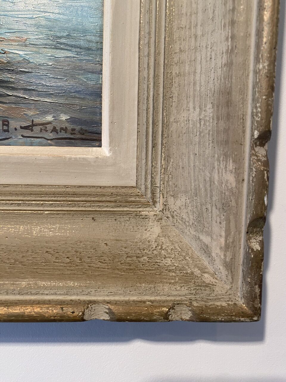 Old painting, Marine, signed B Franco, 50s/70s