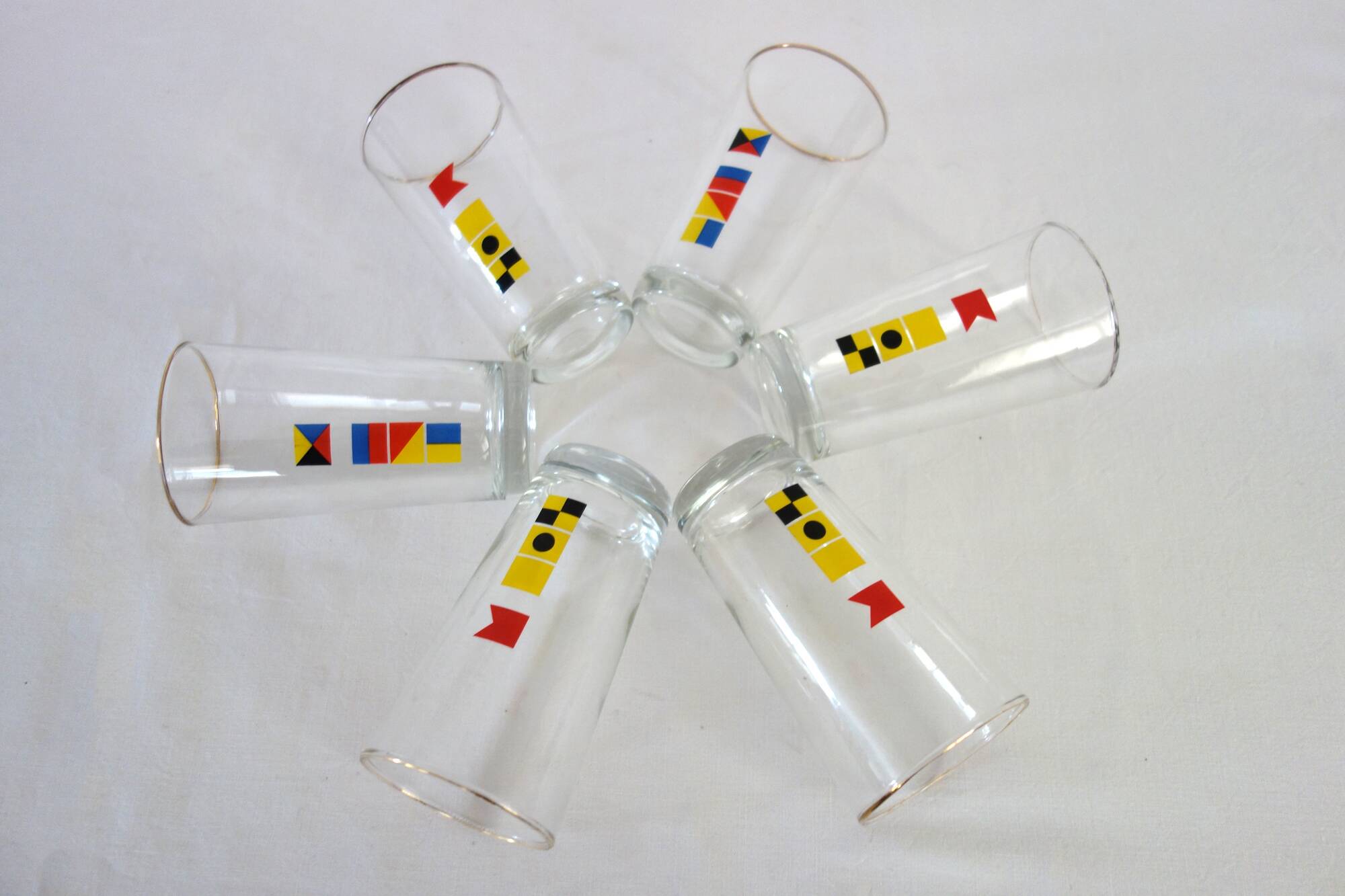 Set of 6 vintage Mobil advertising glasses