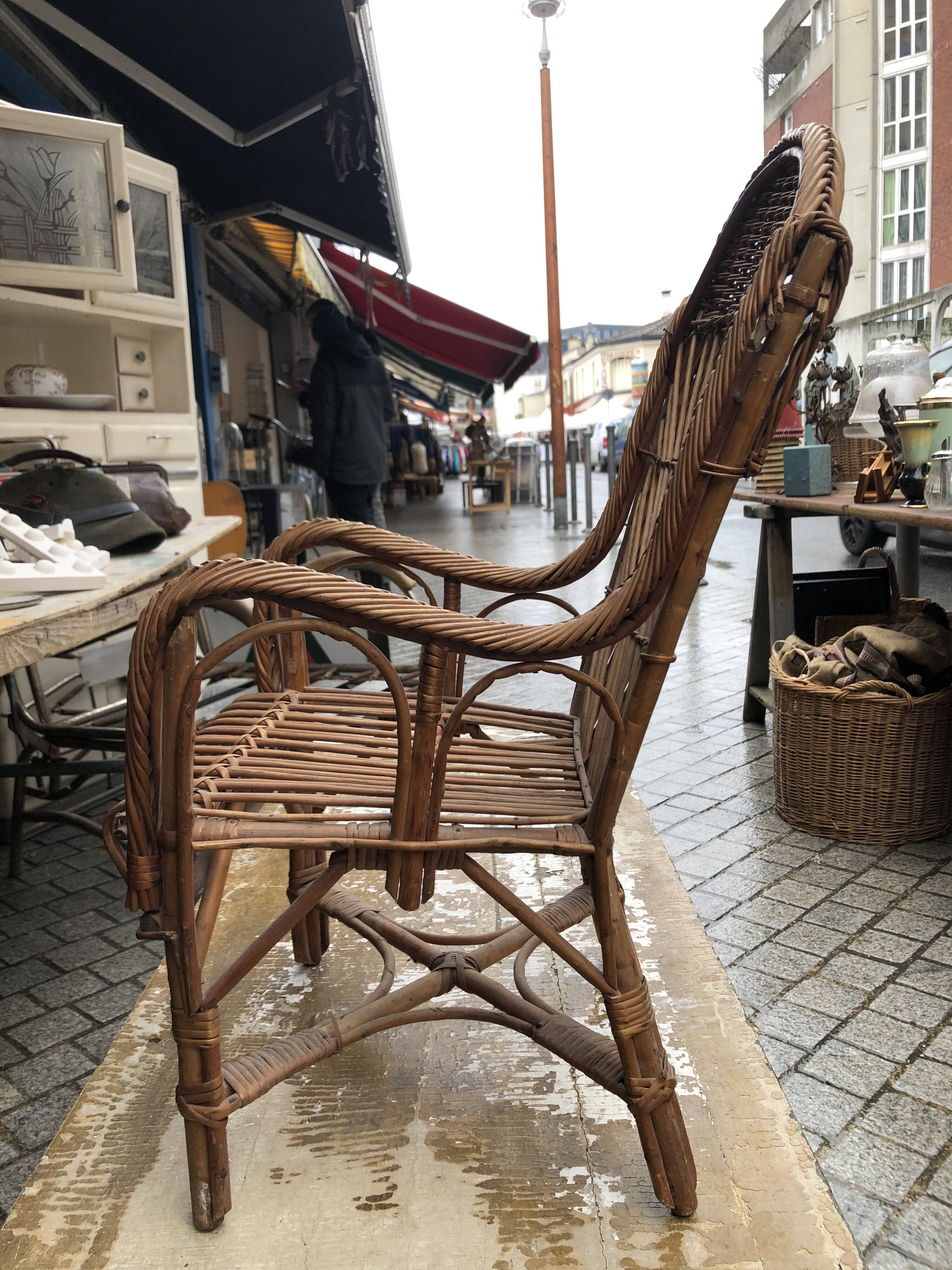 Child chair in rattan and wood