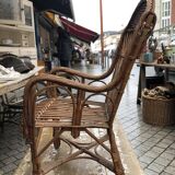 Child chair in rattan and wood