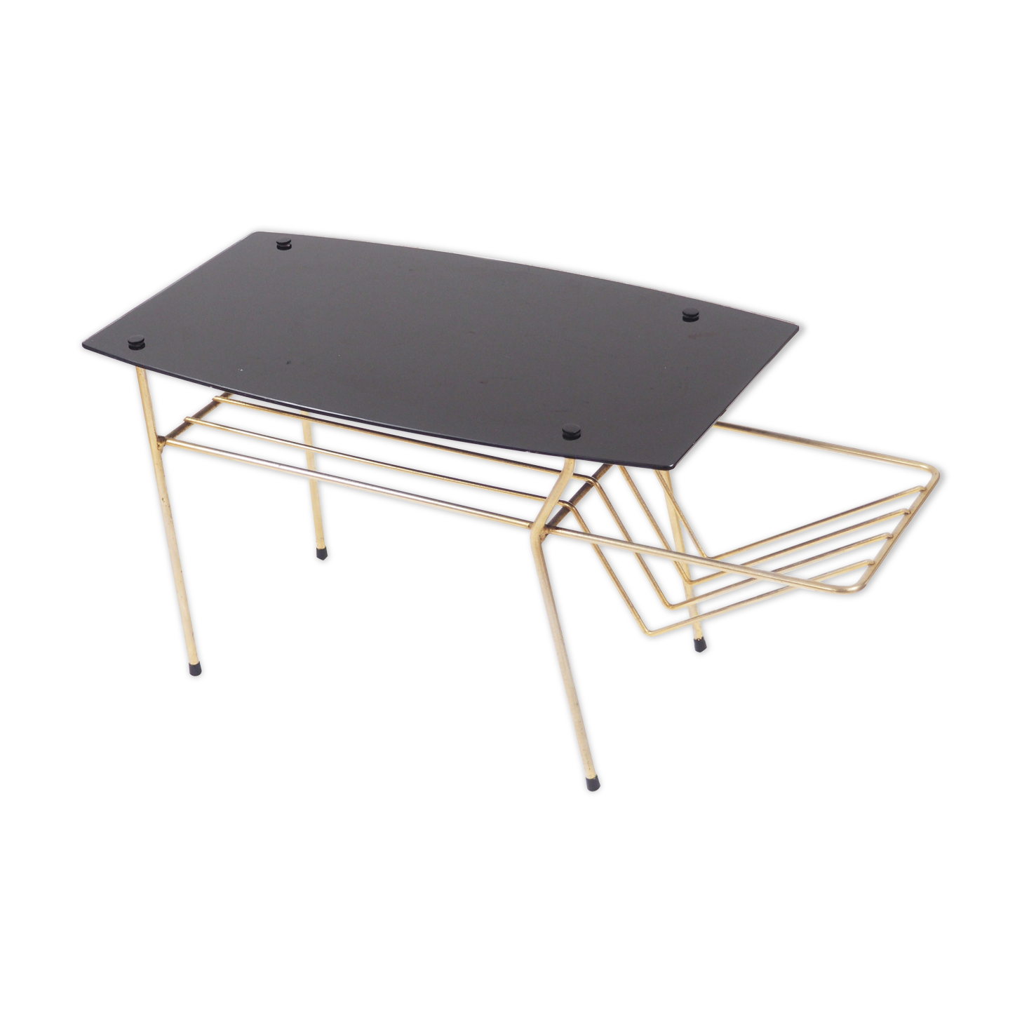 Coffee table glass and brass