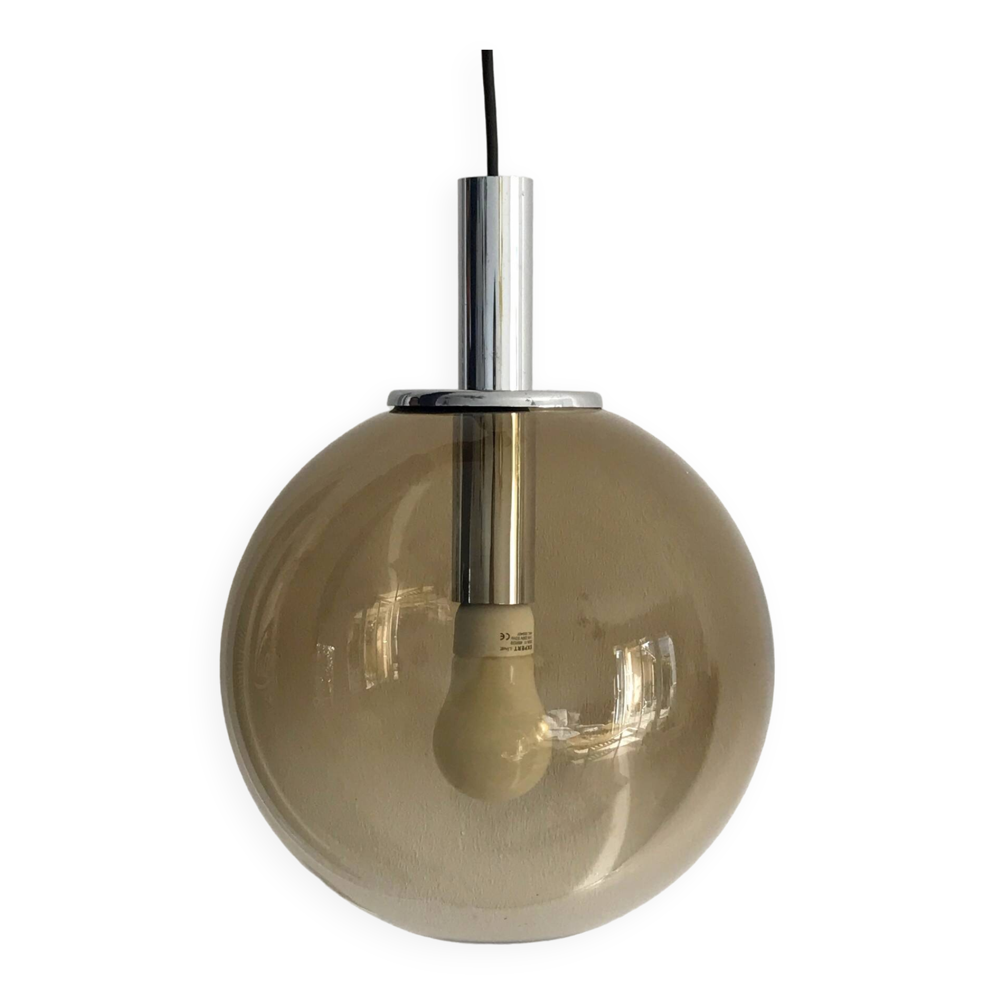 Vintage smoked glass pendant light from the 70s