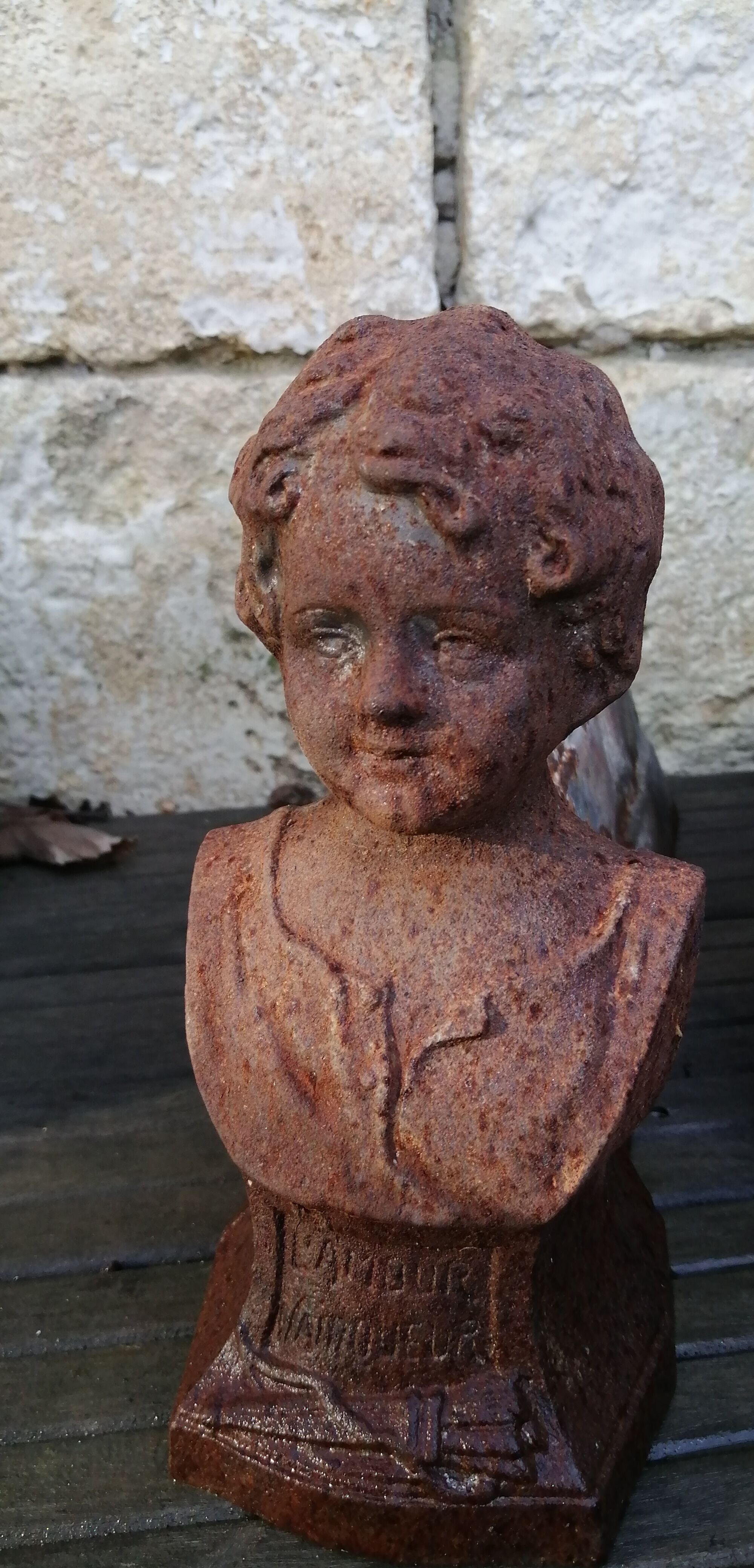 Pair of cast iron fireplace chenets "Children"