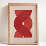 abstract painting on paper - red "waves" painting by Eawy