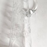 Chiseled crystal pitcher with floral decor 1950s Height 34 cm