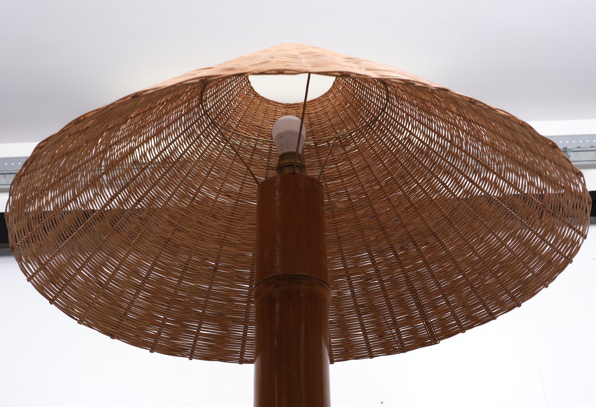 Large Real Bamboo Tiki Floor Lamp, 1980s