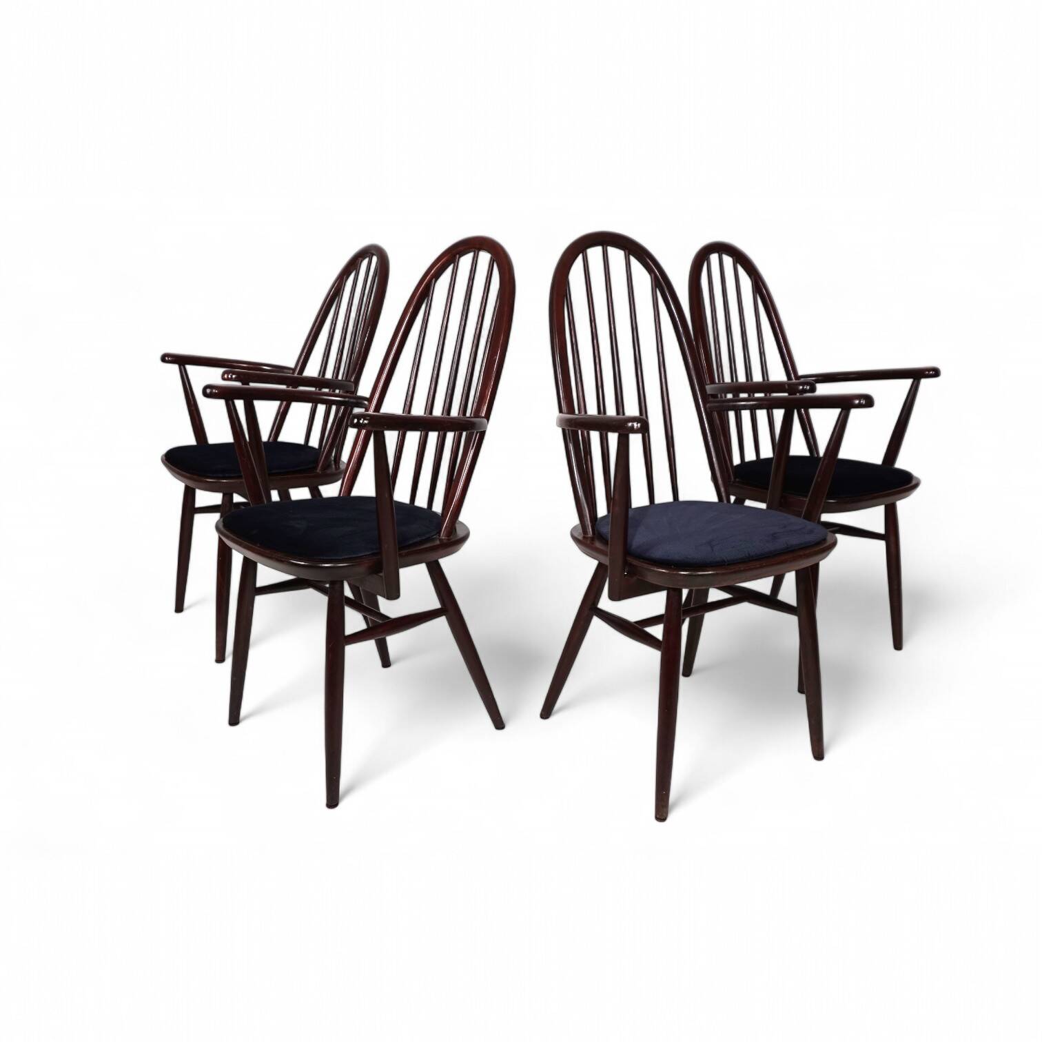 Set of 4 Windsor chairs, mahogany, 1960