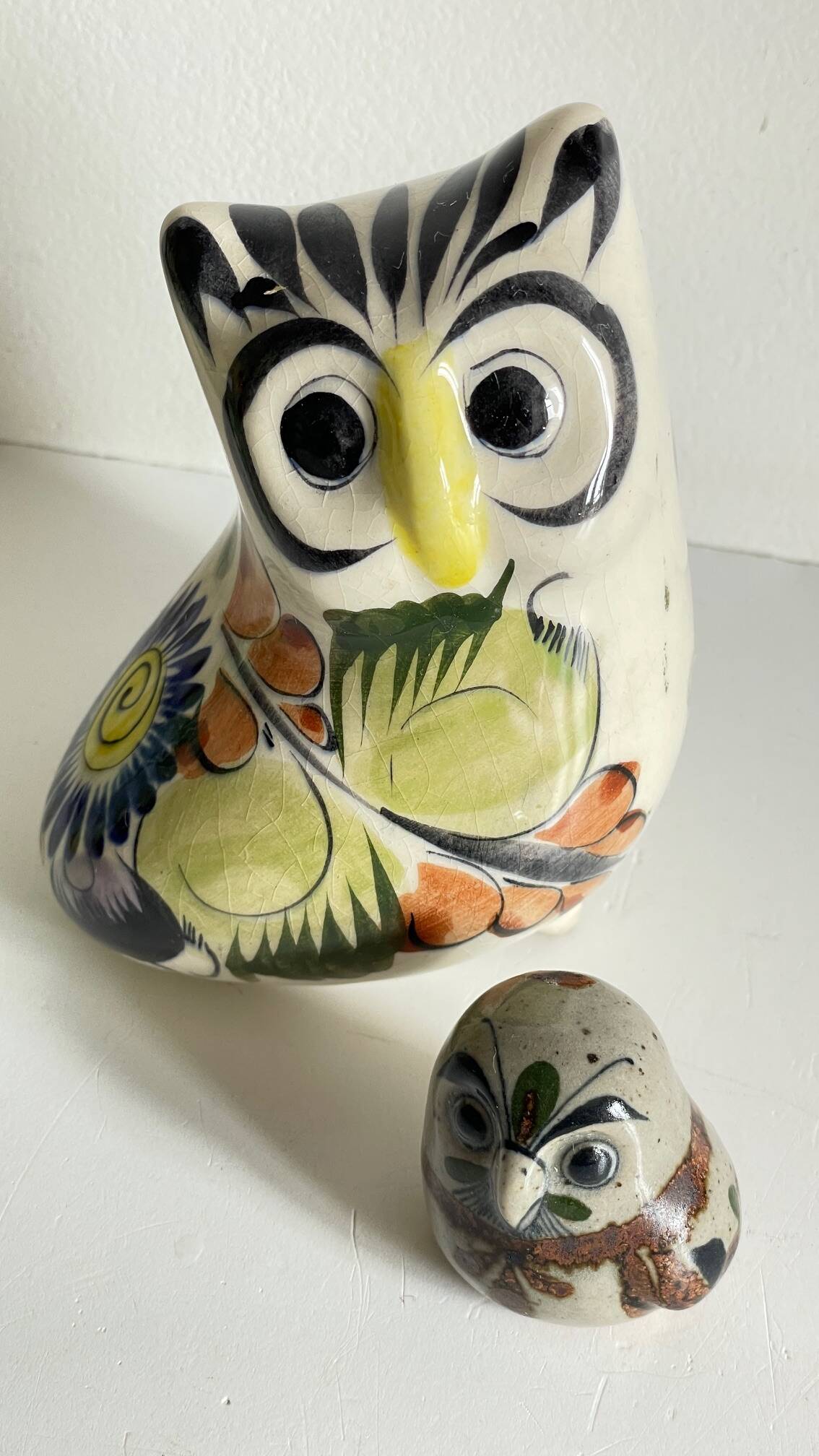 Duo HIBOUX Vintage ARTISANAL Ceramics