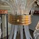 Asymmetrical Venetian chandelier in colourless and gold Murano glass, circa 1980.