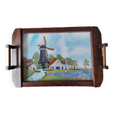 1930s tray, glass, painted wood