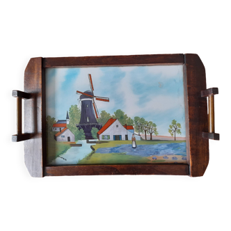 1930s tray, glass, wood paint