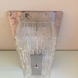 Rectangular wall lamp in brushed glass and metal / vintage 60s-70s