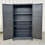 Metal kitchen cabinet, aluminum marshal's baton handles; 1950s