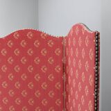 Antique Paravan with Fabric, Czechoslovakia