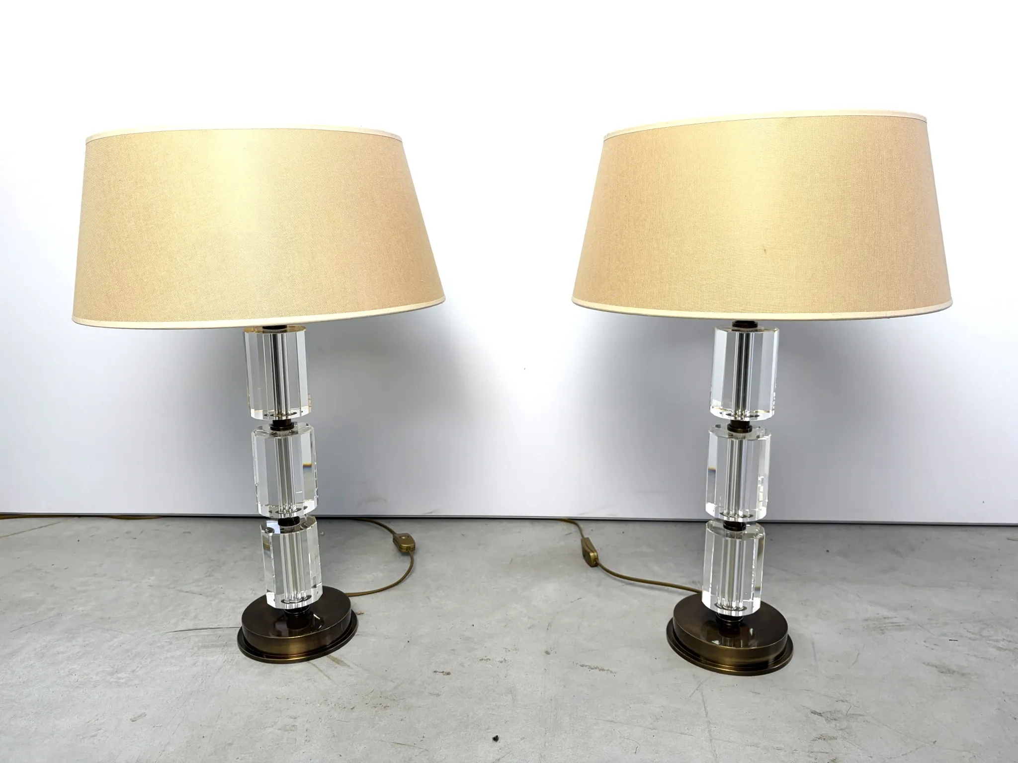 Pair of vintage lucite table lamps, 1980s